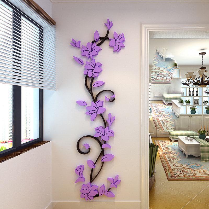 Acrylic Crystal 3D Flower Wall Stickers