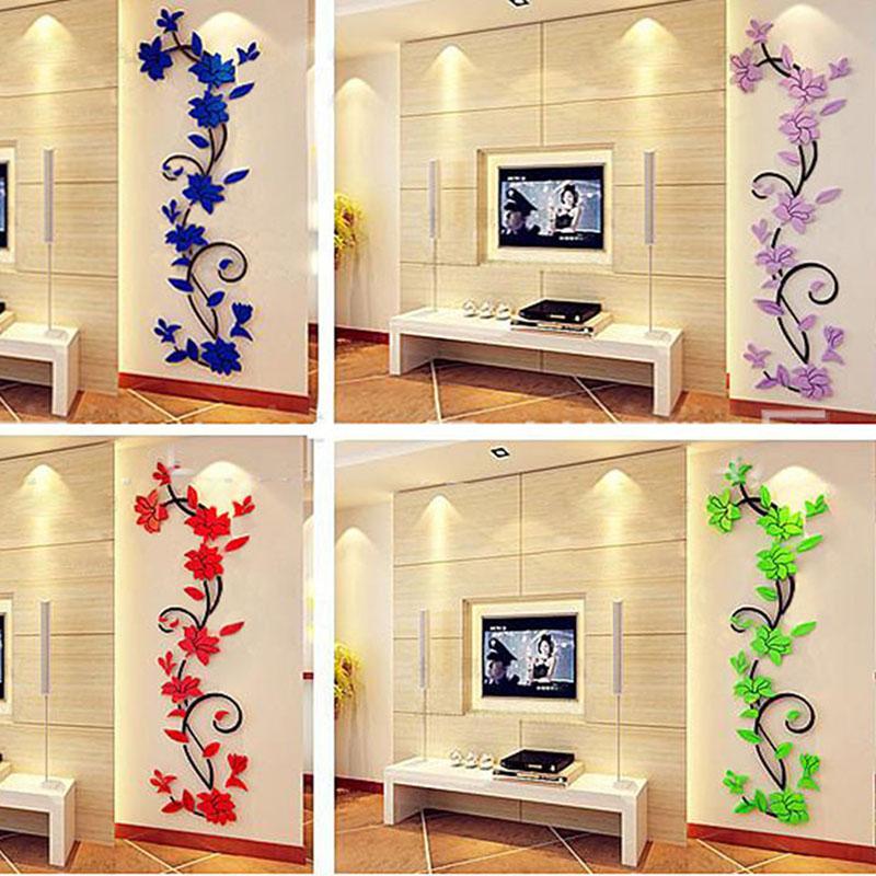 Acrylic Crystal 3D Flower Wall Stickers