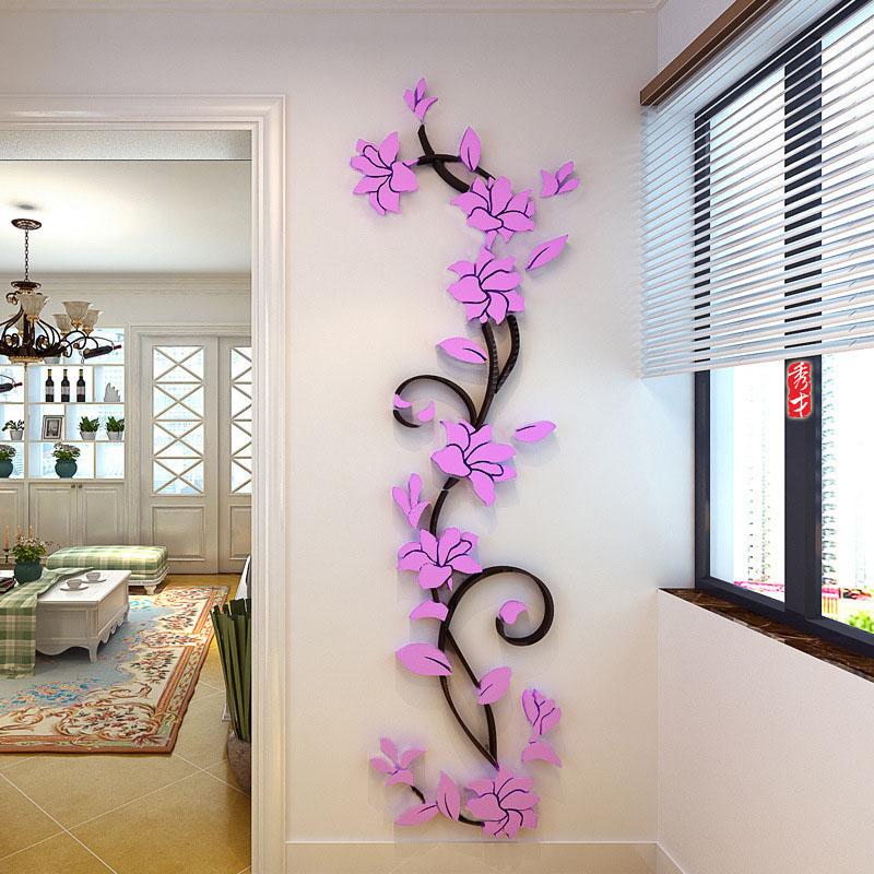 Acrylic Crystal 3D Flower Wall Stickers