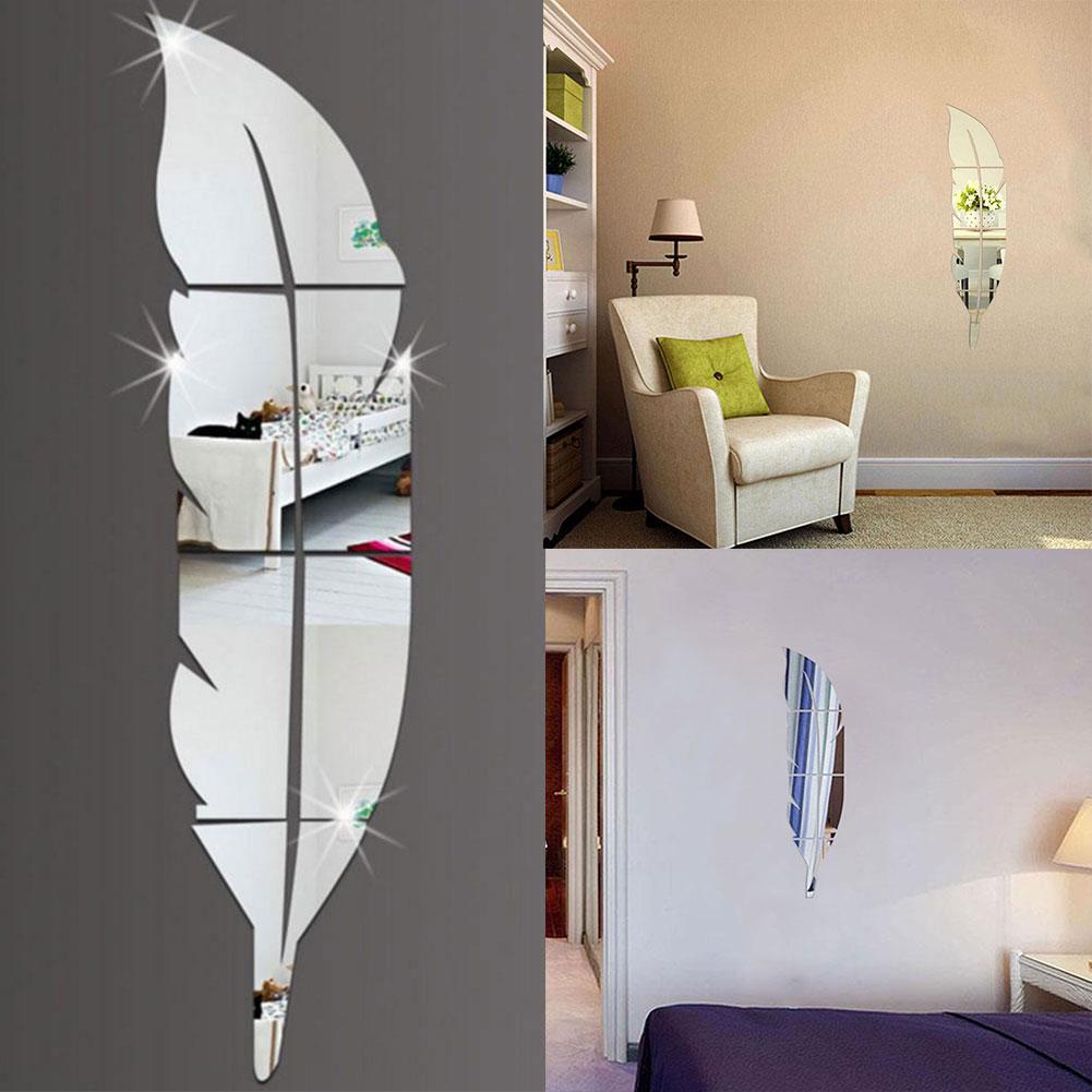 Feather Style Acrylic Mirror Sticker