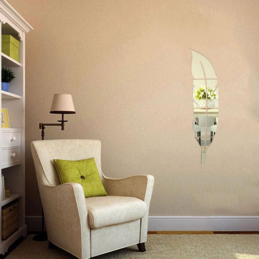 Feather Style Acrylic Mirror Sticker