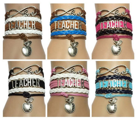 "Teacher" Leather Wrist Bracelet