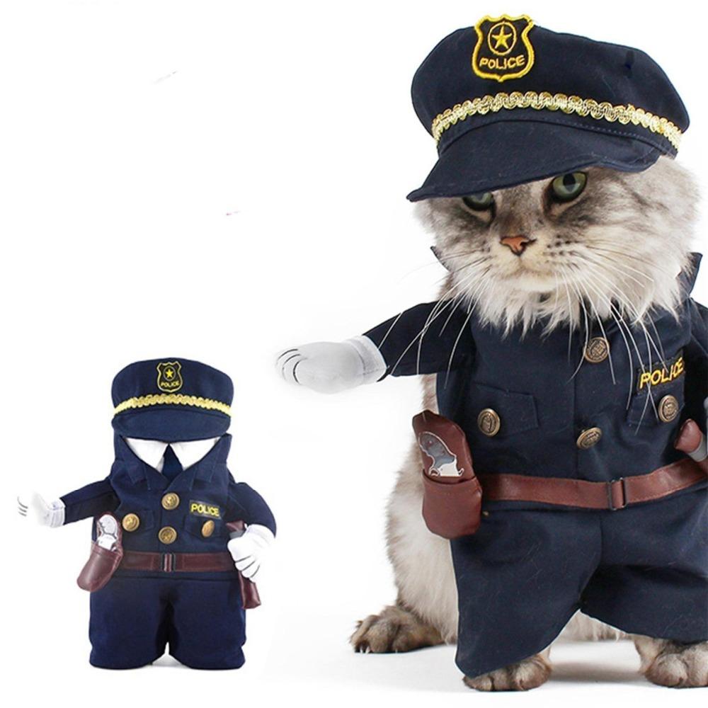 Funny Policeman Cat Jeans Cloth Costume