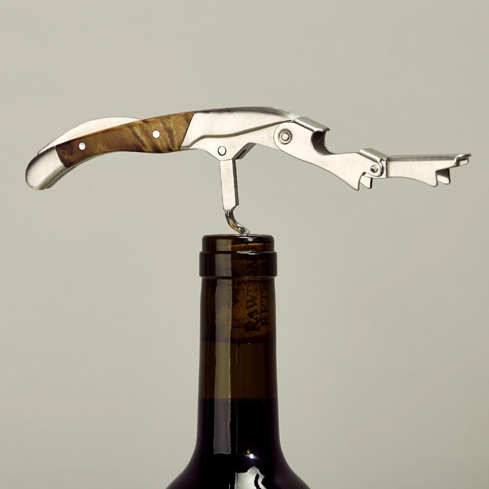 Wood Corkscrew Beer Bottle Opener And Foil Cutter