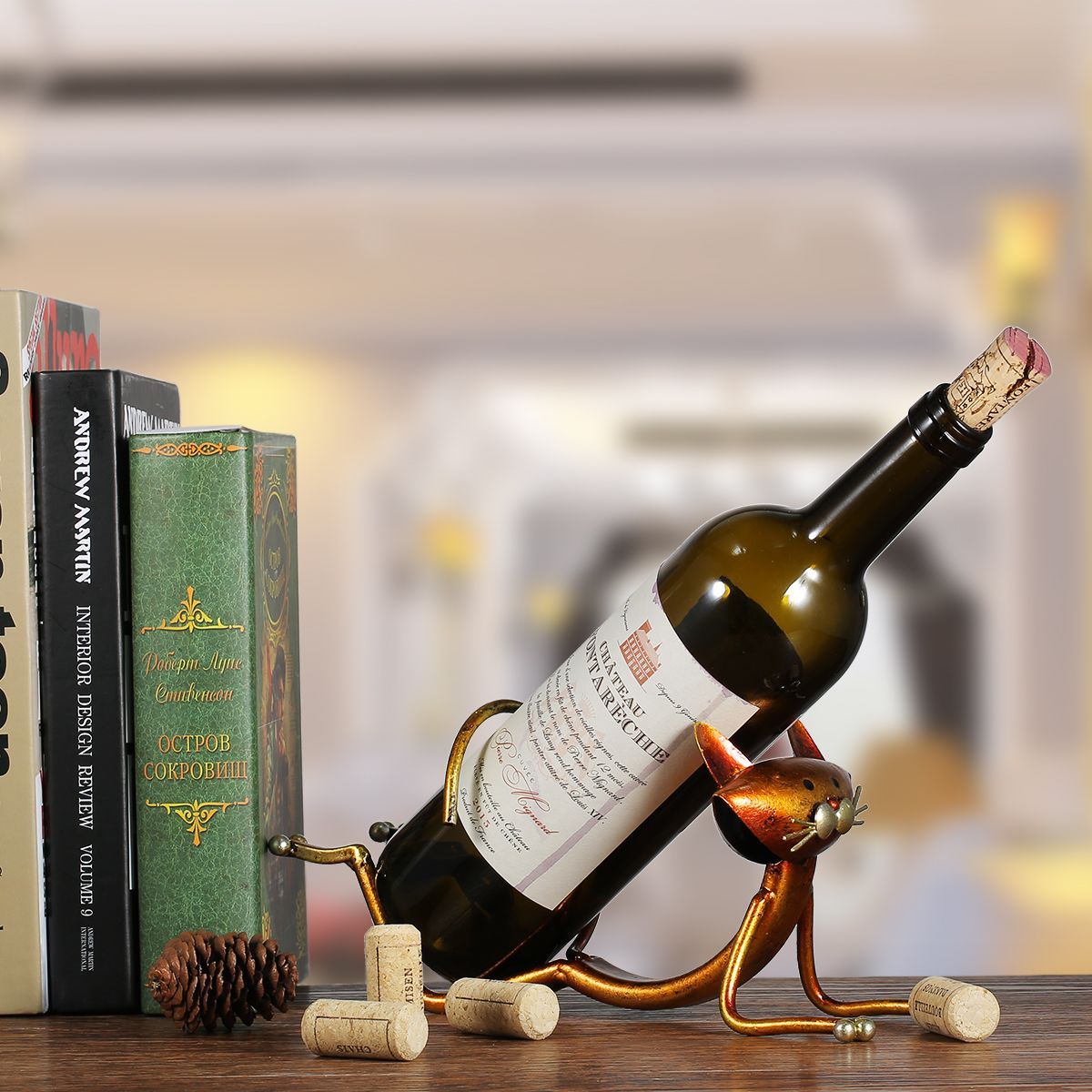 Yoga Cat Metal Wine Holder