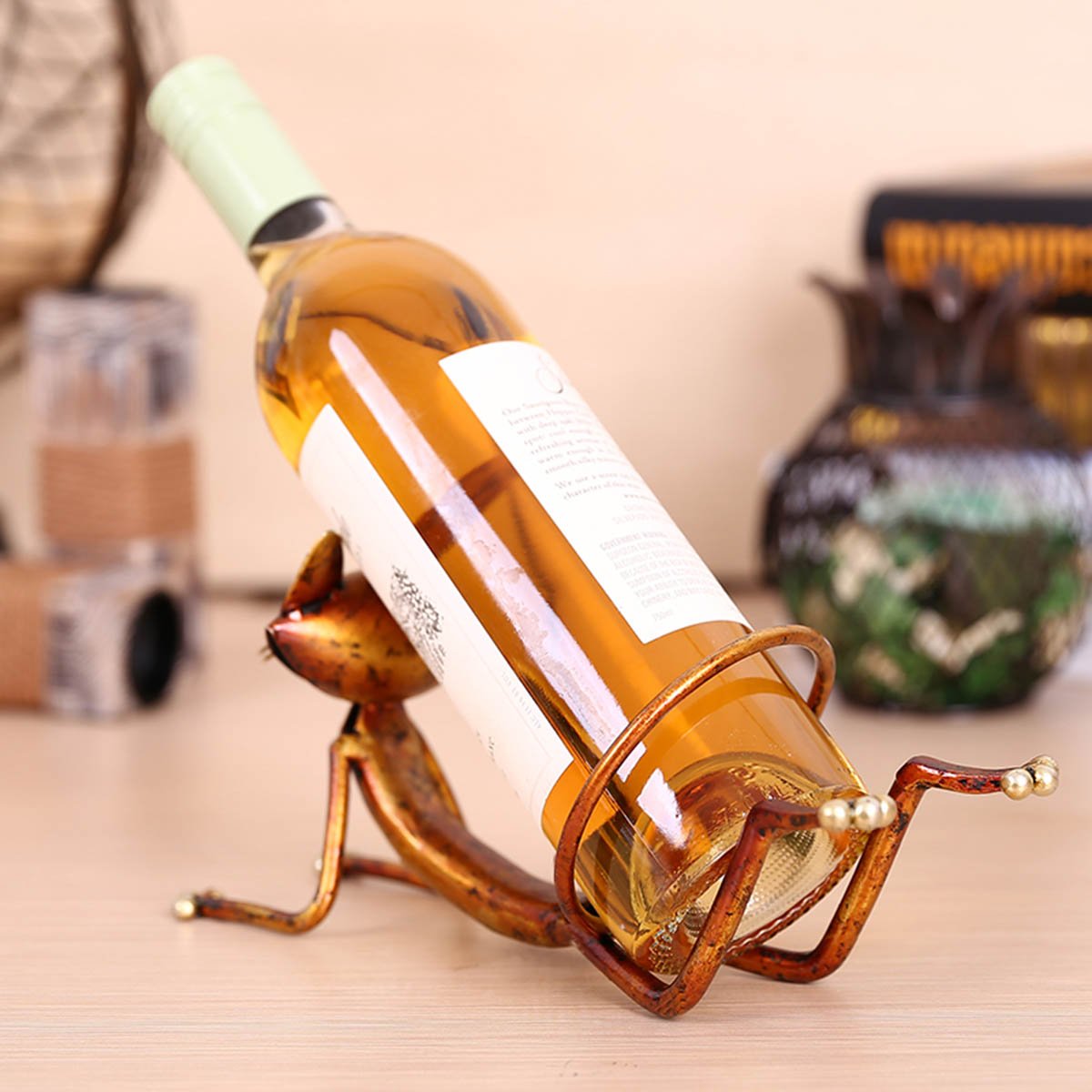 Yoga Cat Metal Wine Holder
