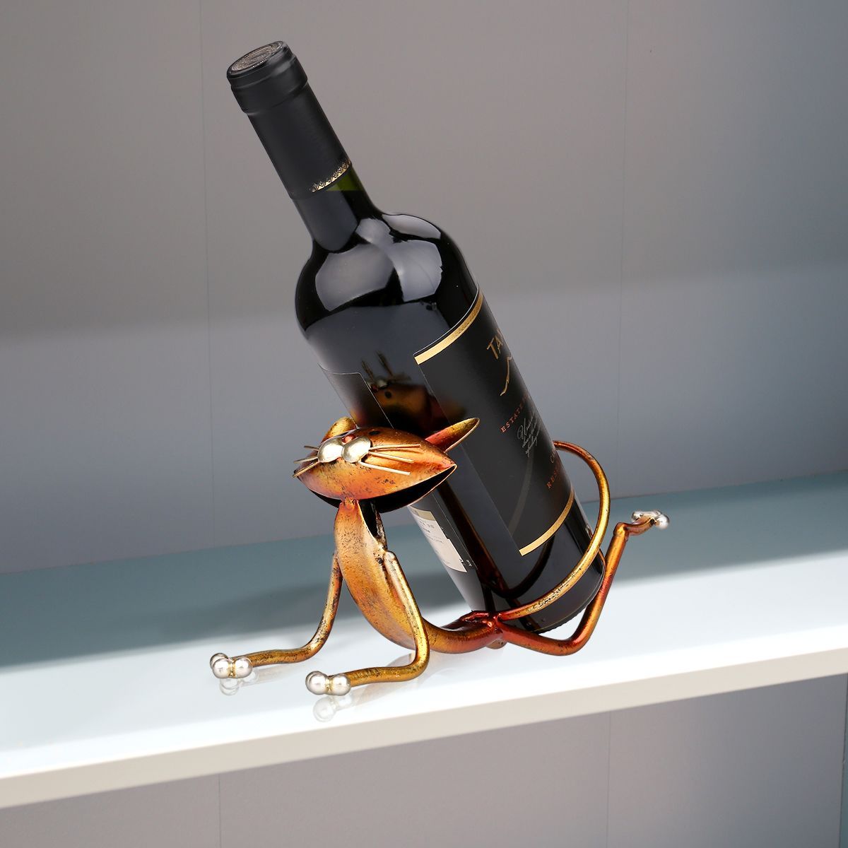 Yoga Cat Metal Wine Holder