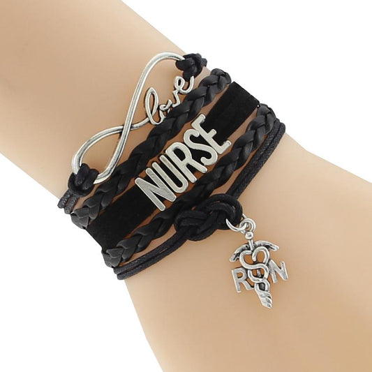 "Nurse" Leather Wrist Bracelet