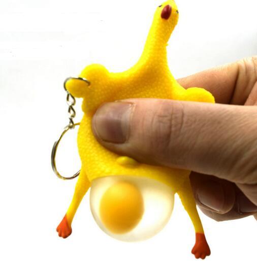 Rubber Chicken Squeeze Toy Keychain