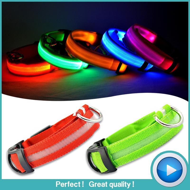 Dog Collar Pet Night Safety Glow In The Dark LED Leash