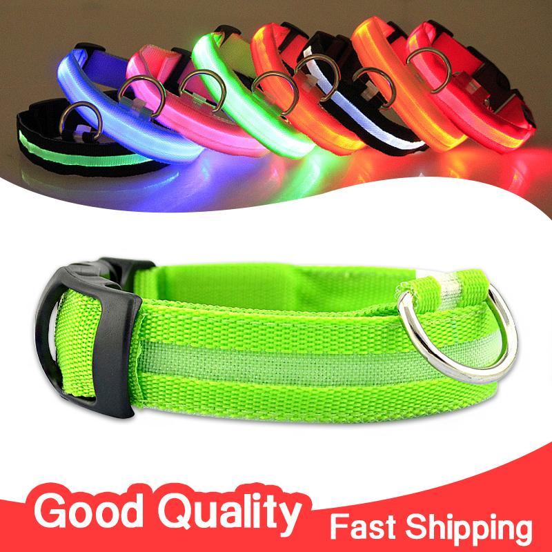 Dog Collar Pet Night Safety Glow In The Dark LED Leash