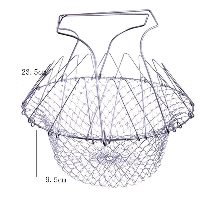 Stainless Steel Fry Chef Basket Foldable Strainer