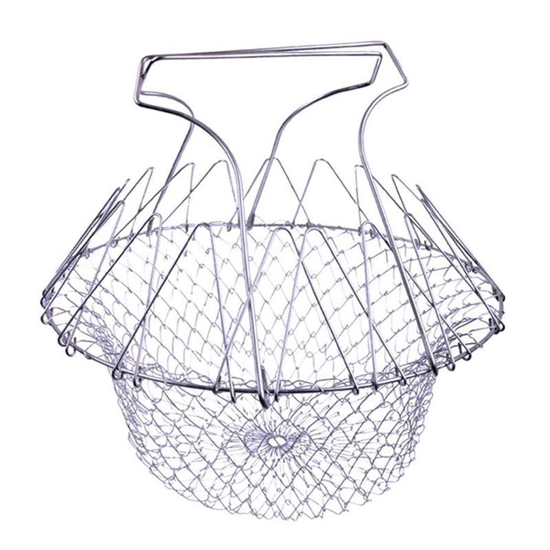 Stainless Steel Fry Chef Basket Foldable Strainer