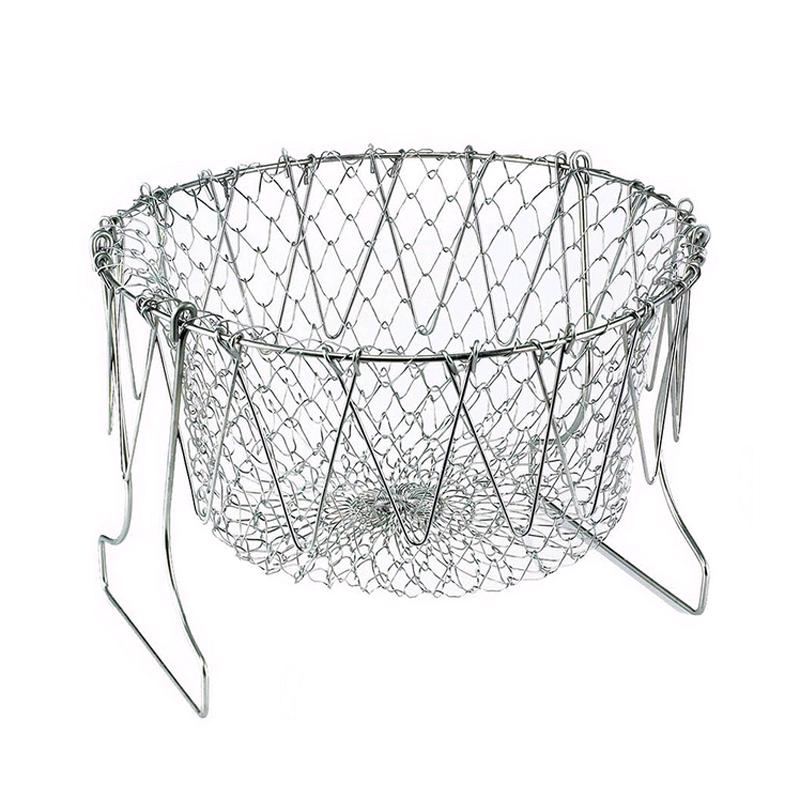 Stainless Steel Fry Chef Basket Foldable Strainer