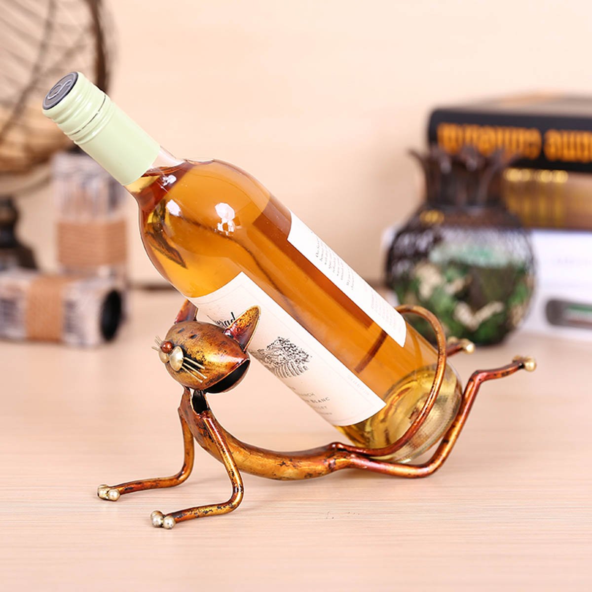 Yoga Cat Metal Wine Holder