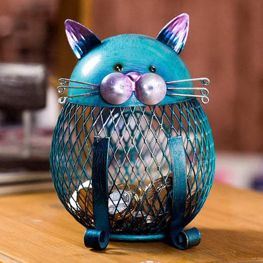 Blue Cat Shaped Piggy Bank