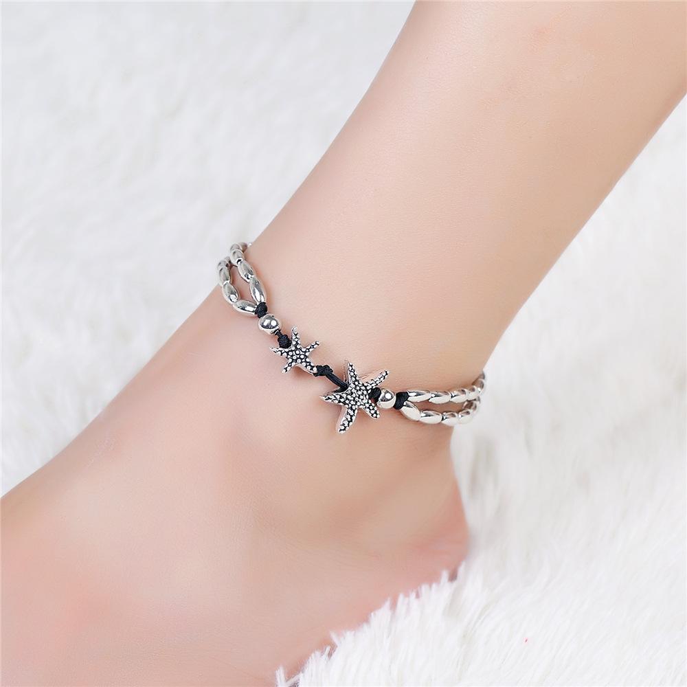 Vintage Bracelet Foot Jewelry Retro Anklet For Women Girls Ankle Leg Chain Charm Starfish Beads Bracelet Fashion Beach Jewelry