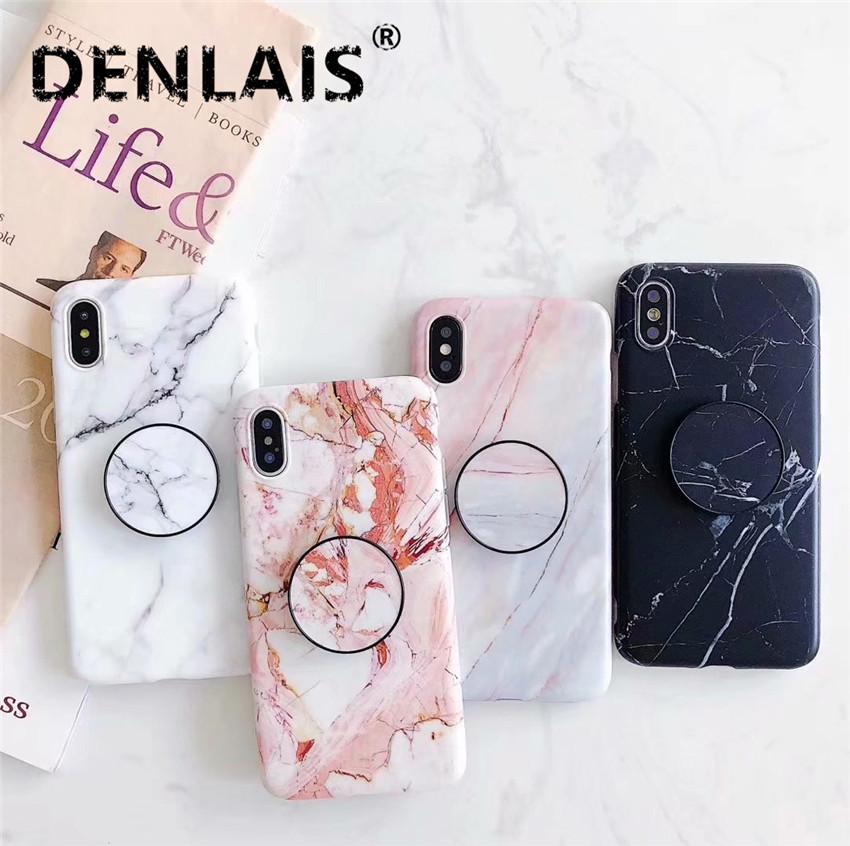 Marble Case For Iphone 8 7 Plus X 6 S Plus Case Fashion Grip Stand Holder Silicone Soft Phone Case For Iphone 7 Back Cover Coque