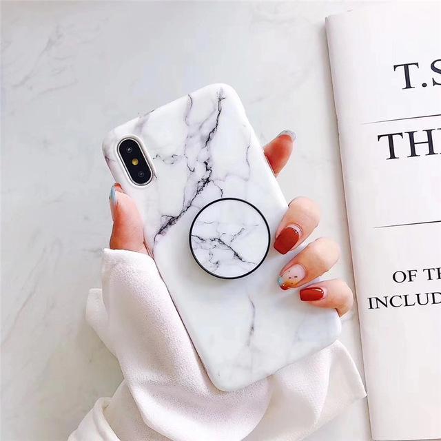 Marble Case For Iphone 8 7 Plus X 6 S Plus Case Fashion Grip Stand Holder Silicone Soft Phone Case For Iphone 7 Back Cover Coque