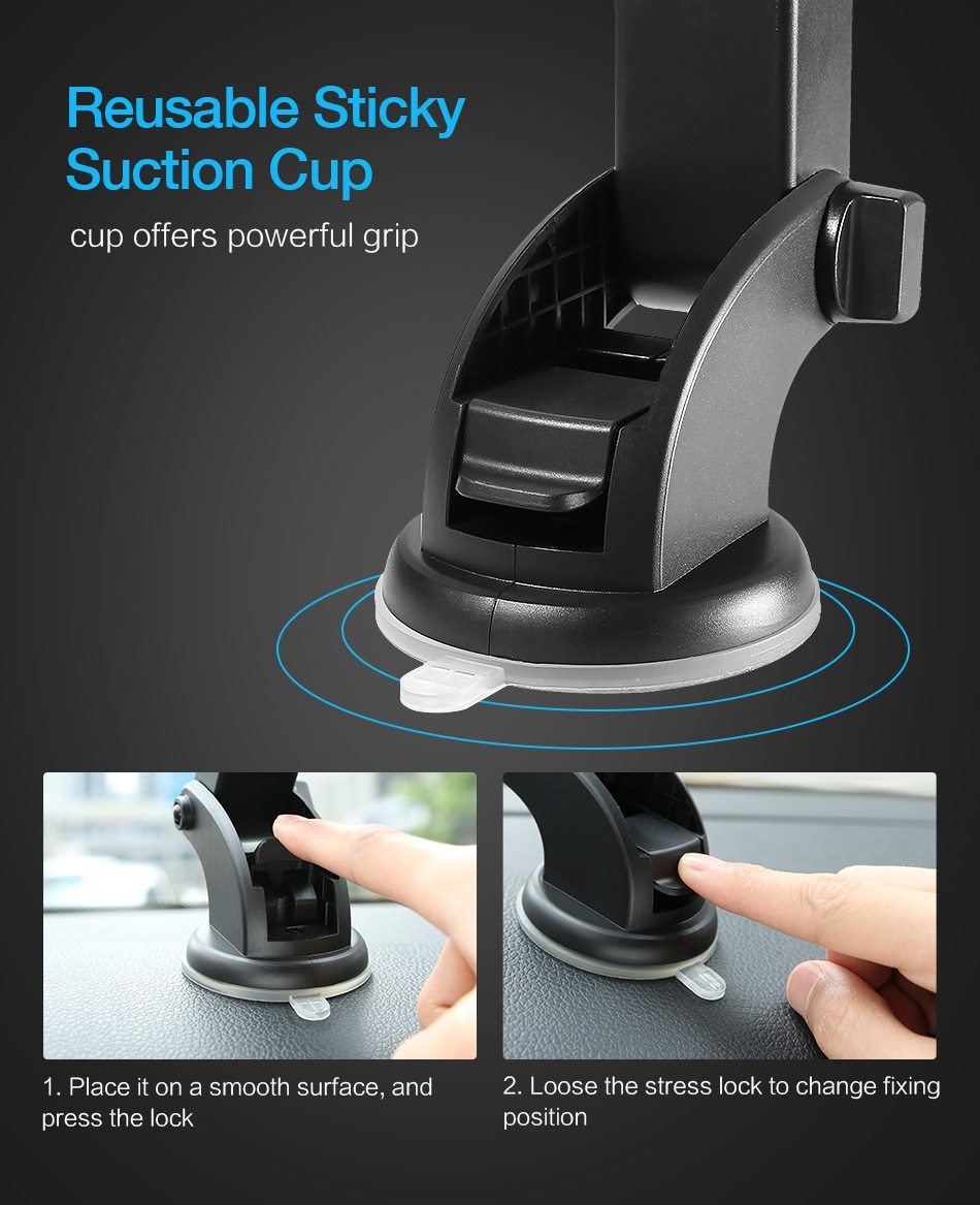 AUTOMATICALLY LOCKING WINDSHIELD PHONE HOLDER, UNIVERSAL FIT