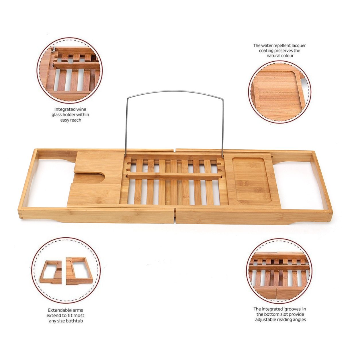 Luxury Bathroom Bamboo Bath Shelf