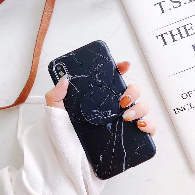 Black/ White Marble iPhone Case