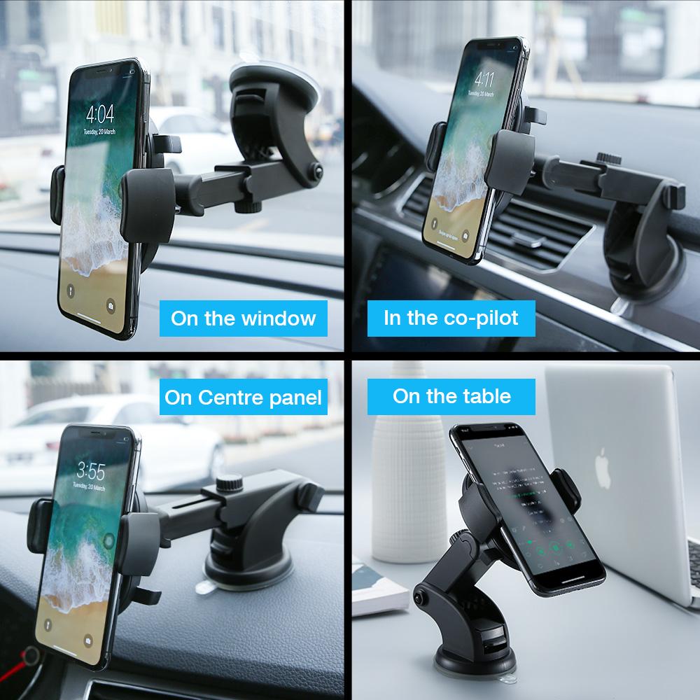 AUTOMATICALLY LOCKING WINDSHIELD PHONE HOLDER, UNIVERSAL FIT