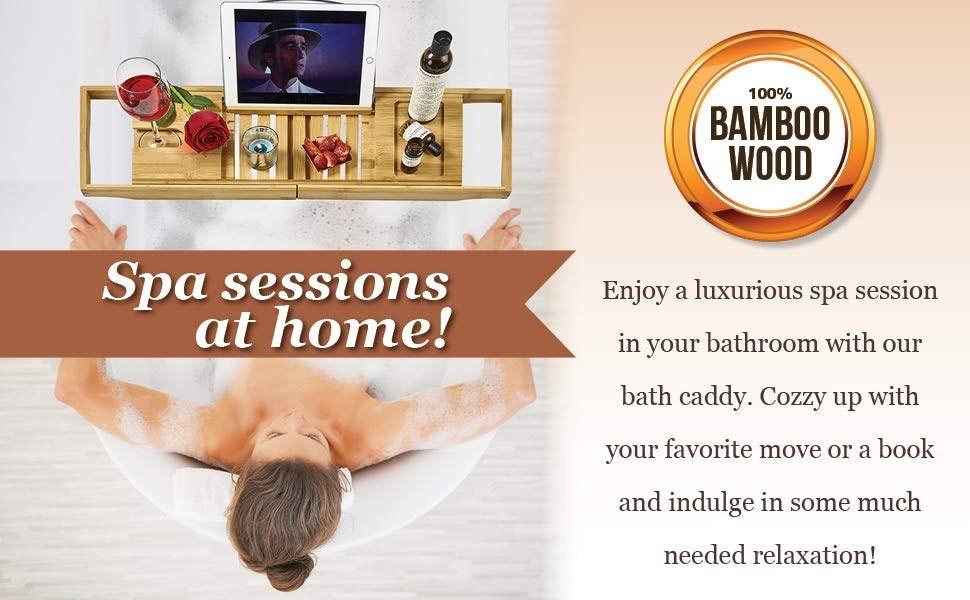 Luxury Bathroom Bamboo Bath Shelf