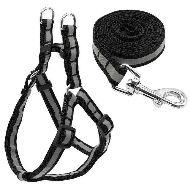 No Pull reflective nylon dog harness leash set